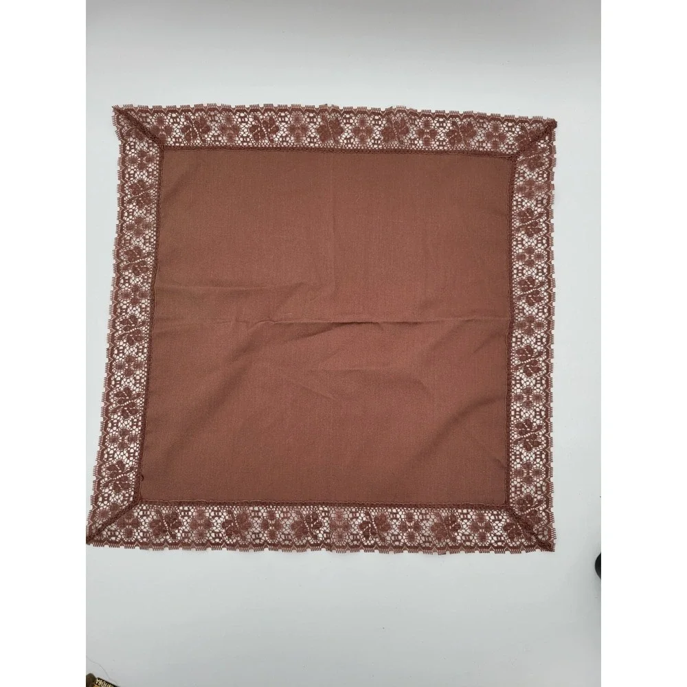 Vintage Brown Lace‎ Trim Edge Napkins Set Of 4 Handmade